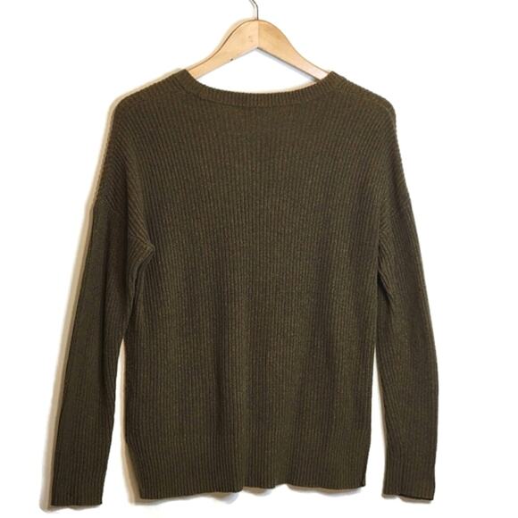 Madewell Olive Green Crew Neck Pullover Sweater Ribbed Knit Cozy Classic XS - Picture 7 of 14